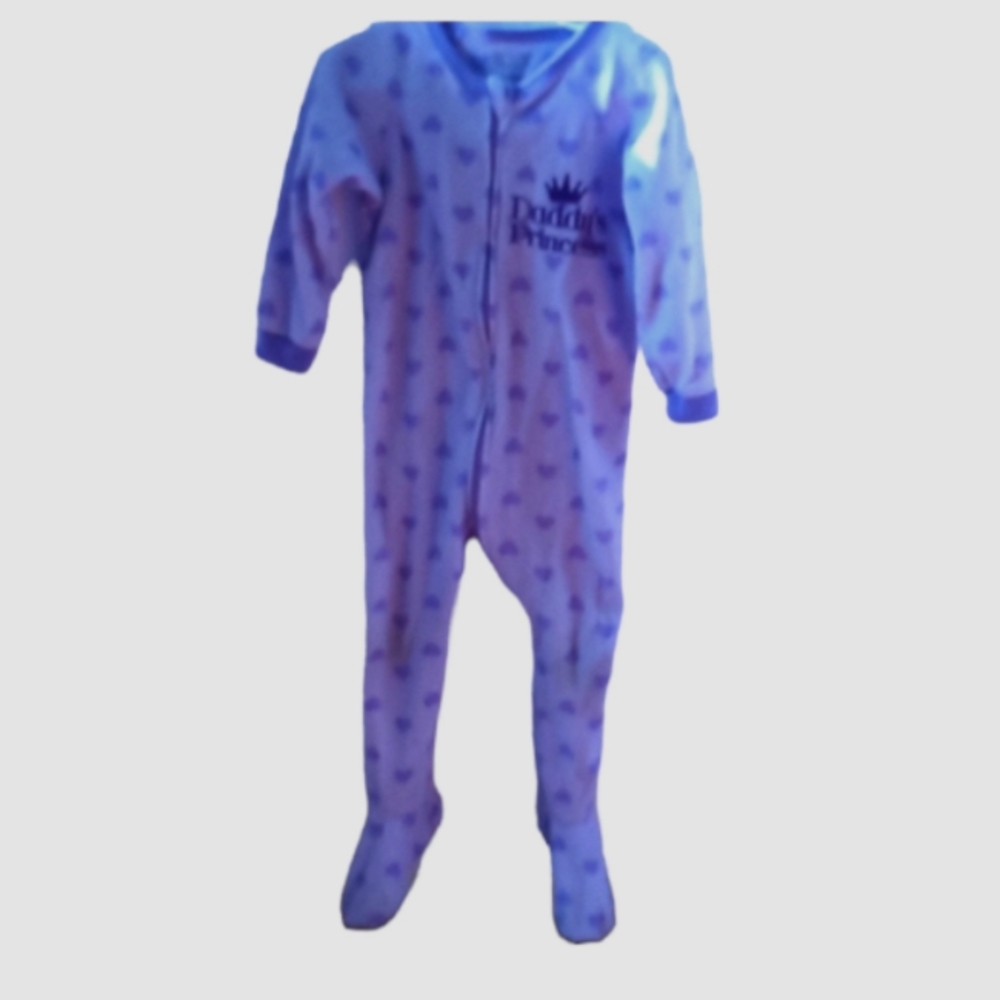 Children's place toddler girl size 2t fleece one piece footie pajamas  purple